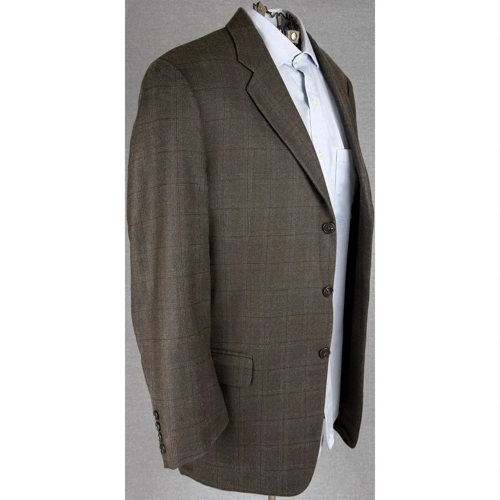 Joseph Abboud Mens 42R Silk Wool Blazer Brown Glen Plaid Sport Coat Nordstrom